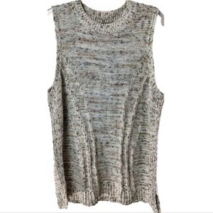 LOFT Marled Natural Sleeveless Soft Knit Sweater Tunic